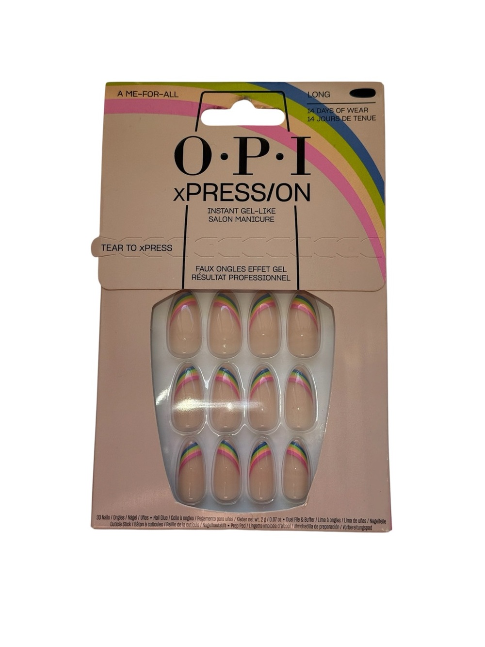 OPI XPress/On Medium Almond Nude Rainbow Pride Press On Nails